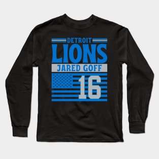 Detroit Lions Goff 16 American Flag Football Long Sleeve T-Shirt